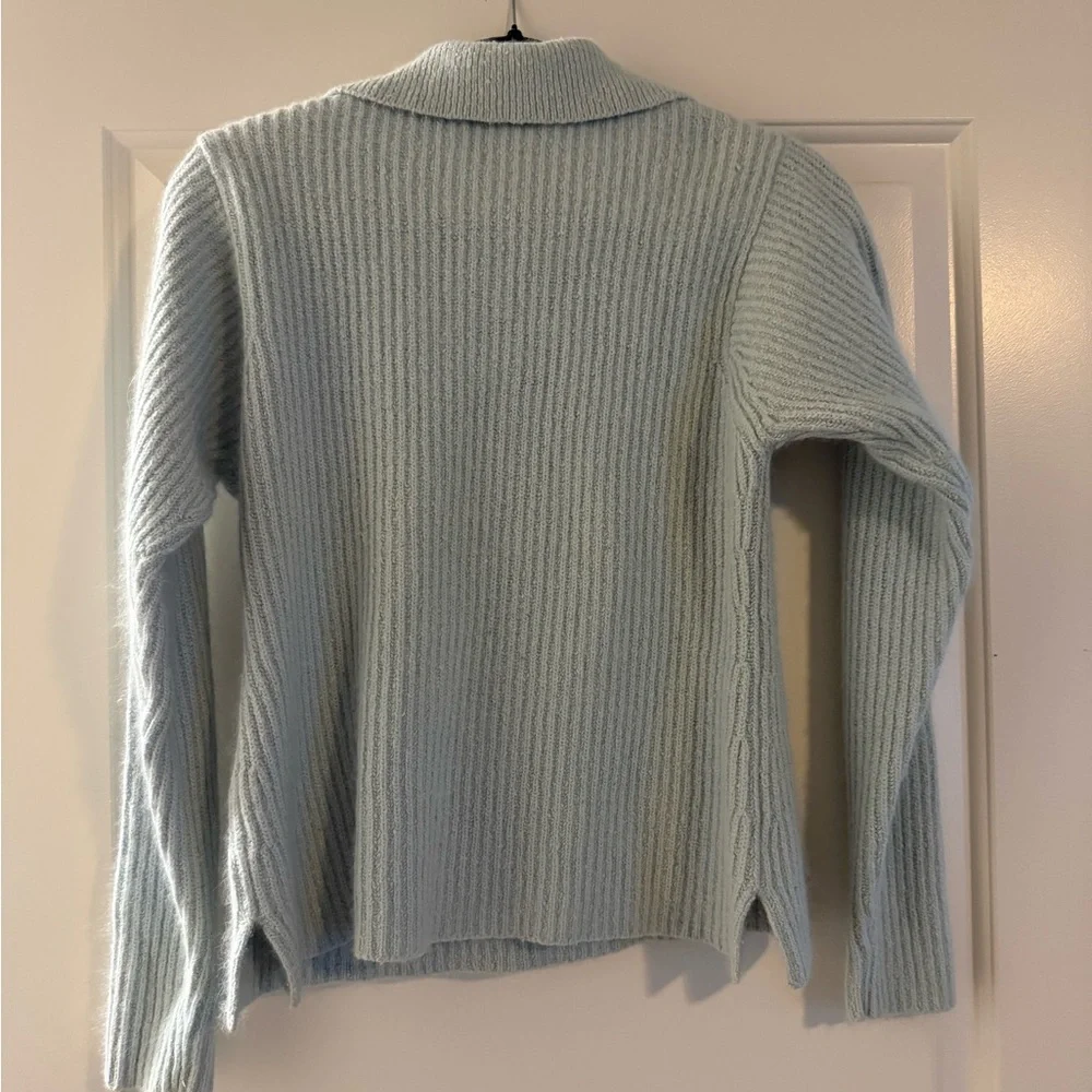 Norm Thompson Sky Blue V-Neck Sweater - Picture 2 of 10